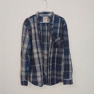 "Make Offer" Levi's Blue and White Casual Button Down Shirt